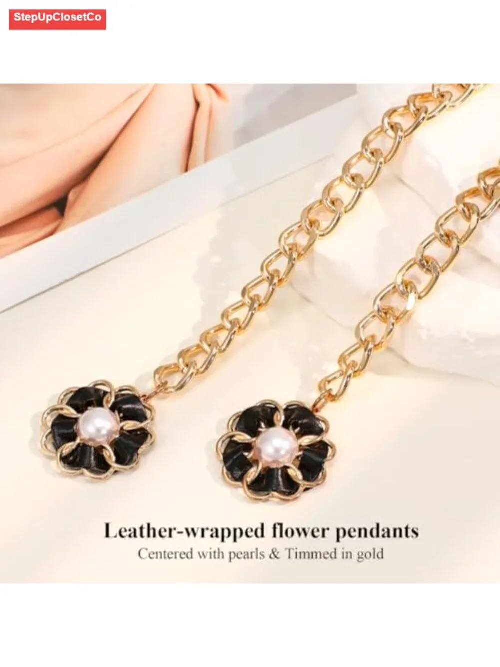 Faux Leather Waist Chain Belt for Women, Adjustable Hip Belt for Jeans Dresses,